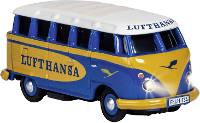 Carson Modellsport 500504134 VW Bus T1 Samba Lufthansa 1:87 RC auto Elektro Straatmodel Achterwielaandrijving Incl. Accu, oplader en batterijen voor de zender