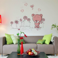 Cartoon Pink Bear Wall Sticker Home Decor Girl Kid Room Decoration