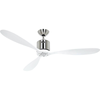 CasaFan AEROPLAN ECO 132 BN WE Flügel Massivholz Weiß Plafondventilator 27 W (Ø x h) 132 cm x 310 mm Chroom (geborsteld) Met afstandsbediening, Timer, Met