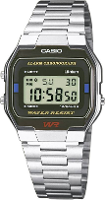 Casio A163WA 1QES Horloge Chronograaf (l x b x h) 36.8 X 33 x 9.1 Mm Zilver Materiaal (behuizing): RVS Materiaal (armband): RVS