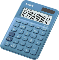 Casio MS 20UC BU Bureaurekenmachine Blauw Aantal displayposities: 12 werkt op zonne energie, werkt op batterijen (l x b x h) 149.5 X 105 x 23 mm
