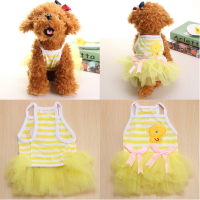Cat Clothes Dog Dresses Striped Princess Dog Dress Pet Puppy Clothes Cat Tutu Bowknot Skirt Apparel