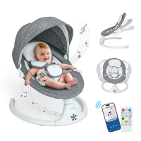 Caveen Elektrische Bluetooth Muziek Bouncer Rocker met 5 Sway modussen, 3 Tijdinstellingen, Verwijderbaar Kussen Baby Sc