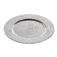 1X stuks kaarsenborden/onderborden zilver met steentjes 33 cm