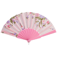 Handwaaier/spaanse waaier Flowers   roze   30 cm