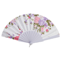 Handwaaier/spaanse waaier Flowers   wit   30 cm