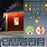 Ijspegelverlichting lichtsnoer 360 lampjes warm wit met timer 1200 cm