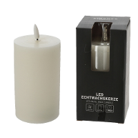 LED kaars/stompkaars   creme wit   D7,5 x H12,5 cm   flikkerend licht