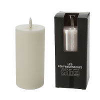 LED kaars/stompkaars   creme wit   D7,5 x H15 cm   flikkerend licht