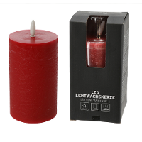 LED kaars/stompkaars   rood   D7,5 x H12,5 cm   flikkerend licht