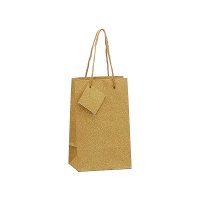 Luxe gouden papieren giftbags/cadeau tasjes   met glitters   12.5 X 20 cm