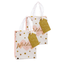 Pakket van 4x stuks papieren bruiloft giftbags/cadeau tasjes wit 11 x 14 x 6 cm cm