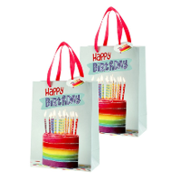 Cepewa verjaardag giftbags/cadeau tasjes   4x   papier   verjaardagstaart   17 x 23 x 9 cm