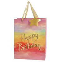 Cepewa verjaardag giftbags/cadeau tasjes   geel   papier   happy birthday   17 x 23 x 9 cm