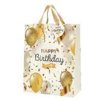 Cepewa verjaardag giftbags/cadeau tasjes   goud   happy birthday   ballonnen   25 x 32 x 12 cm