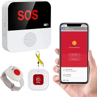 CF100 Tuya WiFi Alarm Systeem Noodoproepknop voor Senioren Noodoproepontvanger + Oproepknoppen SOS armband Oproepknoppen