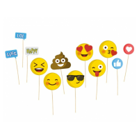 Foto props emoticons thema set   12 delig   op stokjes   photobooth props