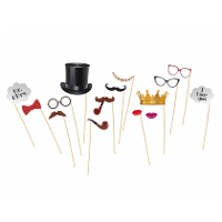 Foto props huwelijk thema set   15x delig   op stokjes   photobooth props