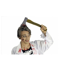 Halloween/horror verkleed diadeem/tiara   bijl met bloed   kunststof