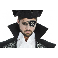 Piraten ooglapje   met elastiek   met schedel en strass steentjes   kunststof   zwart