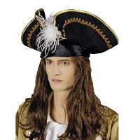 Piratenhoed met hoofdband   zwart   voor volwassenen   Verkleed hoeden