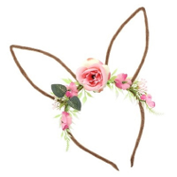 Verkleed diadeem paashaas/bunny oren   met bloemen   roze   one size