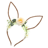 Verkleed diadeem paashaas/bunny oren   met bloemen   wit   one size