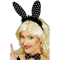 Verkleed diadeem paashaas/bunny oren   stippen   zwart/wit   one size