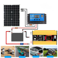 6000W DC 12V naar AC 110V/220V Intelligent Screen Solar Vermogensomvofmer 18V 18W Zonnepaneel 30A 12V/24V Solar Converte