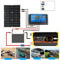 6000W DC 12V To AC 110V/220V Intelligent Screen Solar Stroomomvofmer 18V 18W Zonnepaneel 30A 12V/24V Solar Converter Kit