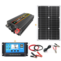 8000W Zonne omvormerkit Zonnestroomsysteem met 18W Zonnepaneel 30A Zonnecontroller voor Kamperen, RV, Reizen, Jagen, Vis