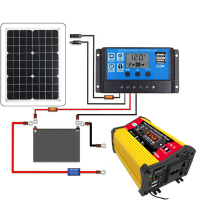 Solar Energie Opwekkingssysteem Kit Dual USB 18W 18V Monopaneel+ 4000W vermogensomvormer met Bluetooth luidsprekers en F