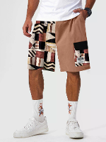 ChArmkpR Geo Patroon Patchwork Cargo Shorts