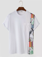 ChArmkpR Heren Abstracte Print Patchwork T Shirts