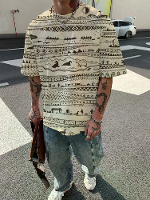 ChArmkpR Heren Allover Etnische Tribal Print T Shirts