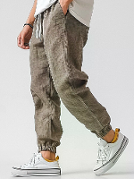 ChArmkpR Heren Broeken Effen Casual Loose Drawstring Taille Broeken met Zijkanten Zakken