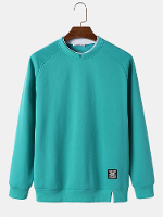ChArmkpR Heren Contrast Patchwork Crew Neck Casual Losse Pullover Sweatshirts