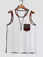 ChArmkpR Heren etnische Geo Trim Print Tanks