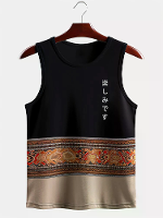 ChArmkpR Heren Etnische Totem Patchwork Tanks