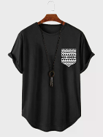 ChArmkpR Heren Geo Pocket Gebogen Zoom T Shirts