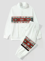 ChArmkpR Heren Geometrische Patchwork Sweatshirt