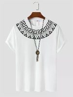 ChArmkpR Heren Geometrische Tribal Stiksel T Shirts
