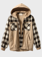 Heren geruite patchwork multifunctionele casual hoodie jas