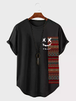 ChArmkpR Heren Glimlach Geo Gebogen Zoom T Shirts