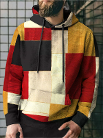 ChArmkpR Heren Hoodies Kleurblok Kangoeroezakken Loose Touwtrekhoodies Sweatshirts