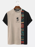 ChArmkpR Heren Japanse Rozen Etnisch Patroon T Shirts