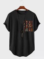 ChArmkpR Heren Kleurrijke Geo Gebogen Zoom T Shirts