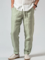 ChArmkpR Heren Massief Katoenen Casual Losse Trekkingsbroek met Koordsluiting