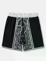 ChArmkpR Heren Paisley Print Geribde Manchet Shorts