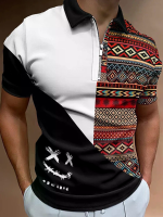 ChArmkpR Heren Smile Geo Patchwork Golfshirts